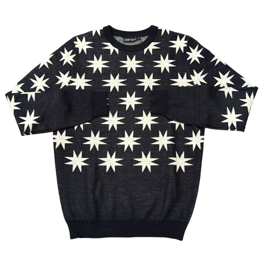 Antony Morato Men's Wool Blend Crewneck Knitwear Black White Size M